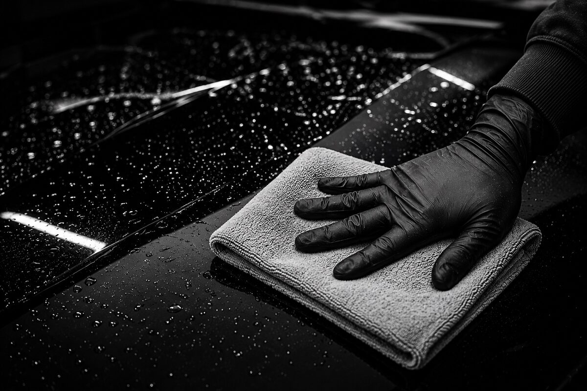 Exterior detail drying car hood