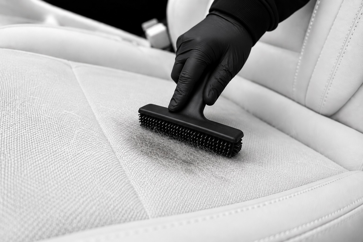 Pet hair removal from car seat